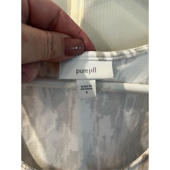 J. Jill Pure Jill White Gray & Tan Ikat Sleeveless Dress sz S NWOT Pockets - Picture 4 of 7